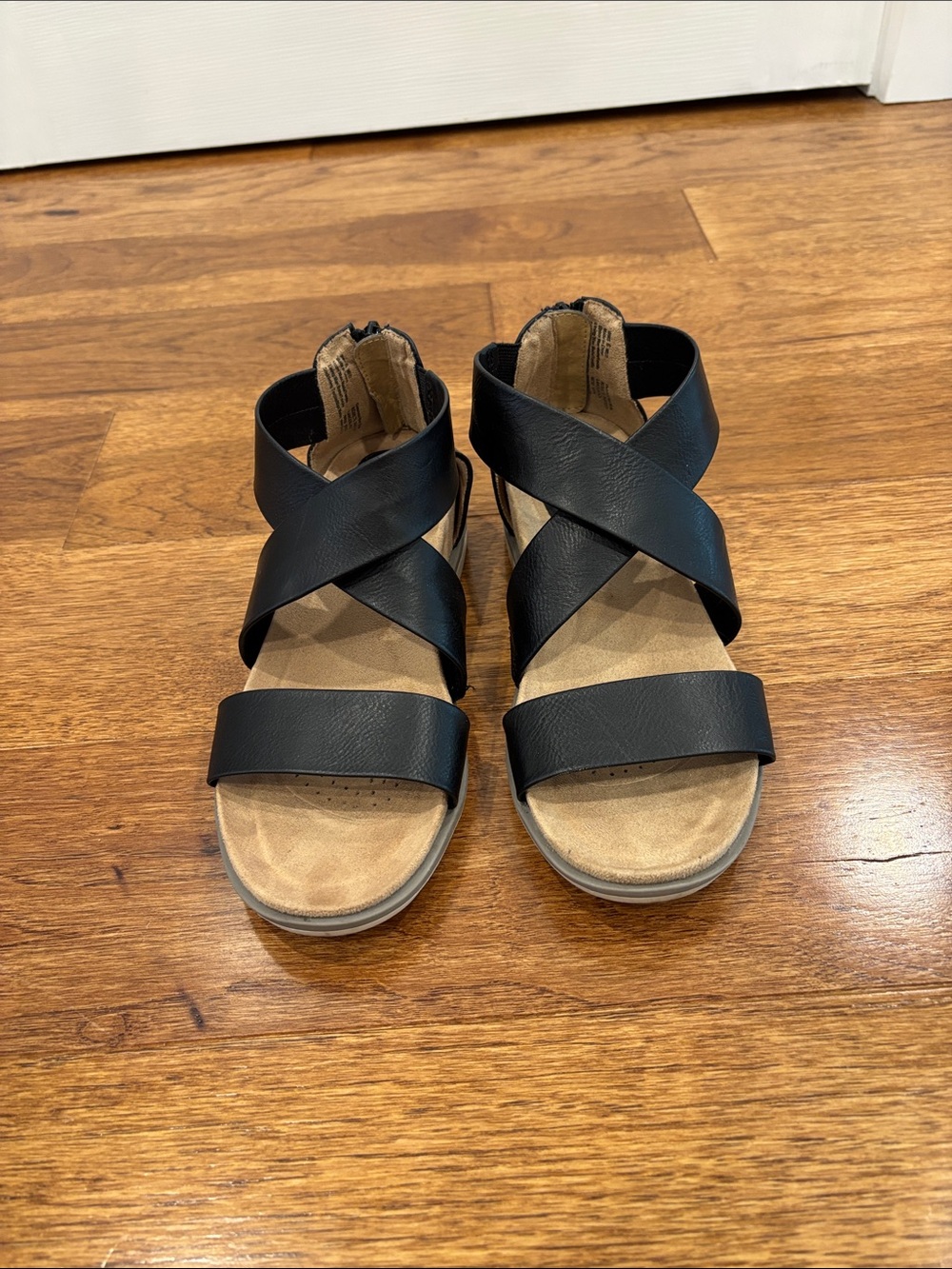 Croft and Barrow Ortholite Black Ankle Strap Wedge Sandals